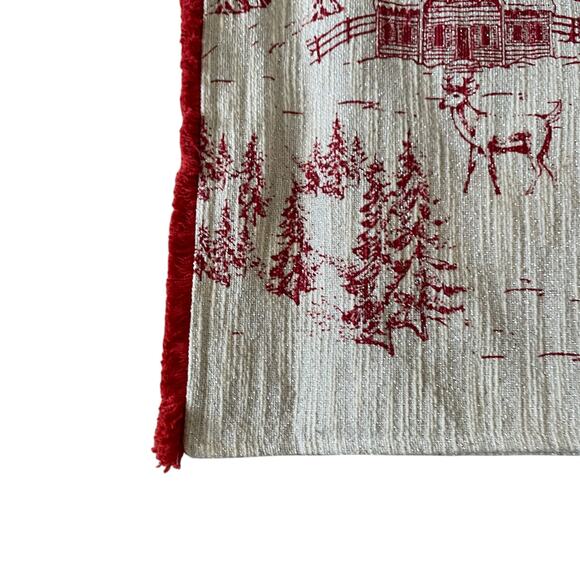 4pc Cynthia Rowley Winter Forest Christmas Placemats 13x19 Holiday Red Sparkle - Picture 12 of 12